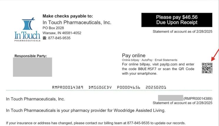 Example of a branded No Rejects patient statement